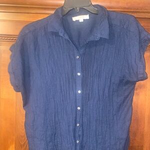 Navy xl Loft gauze button up top